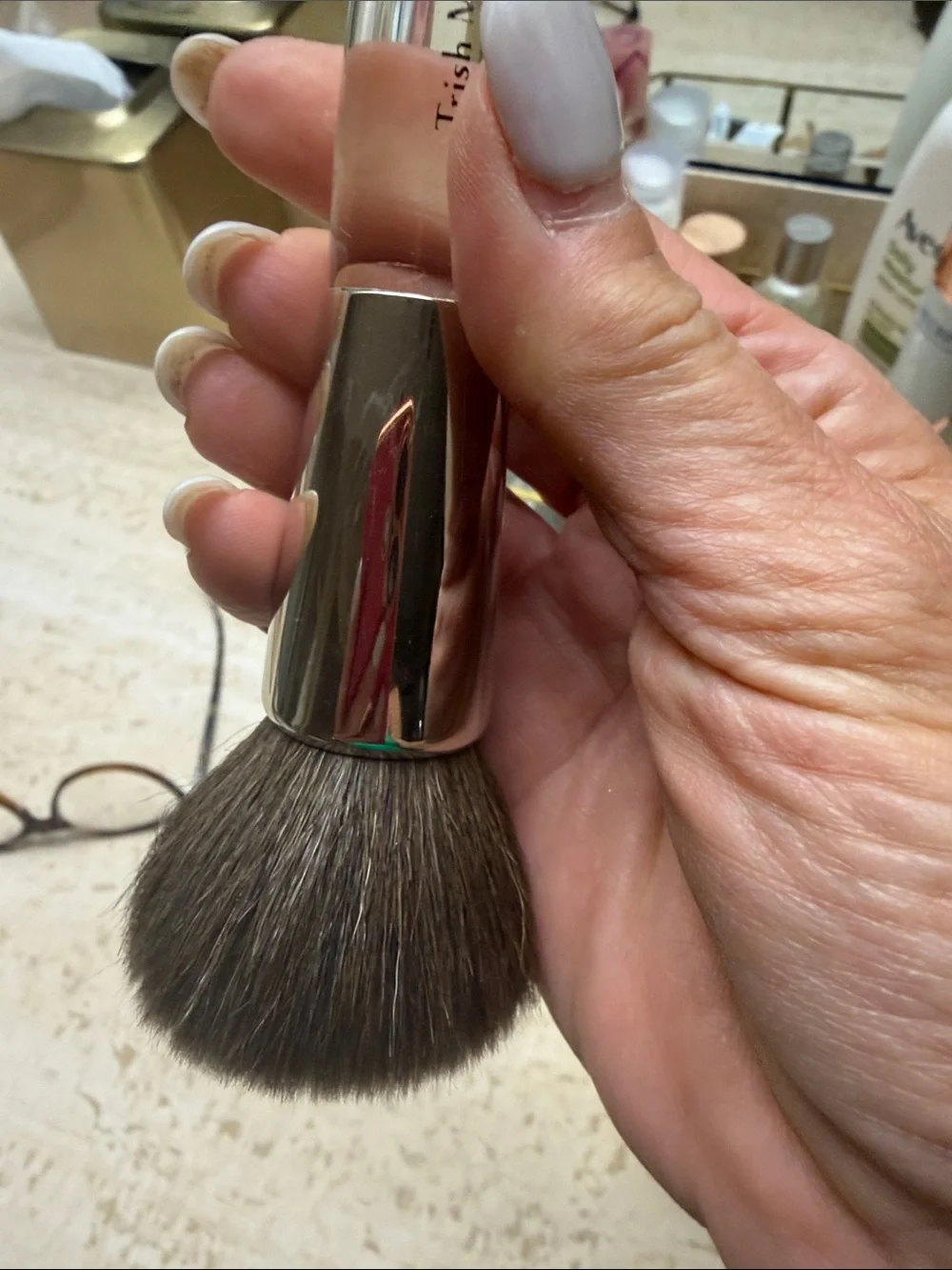 Trish McEvoy Brown Powder Brush with Clear Handle